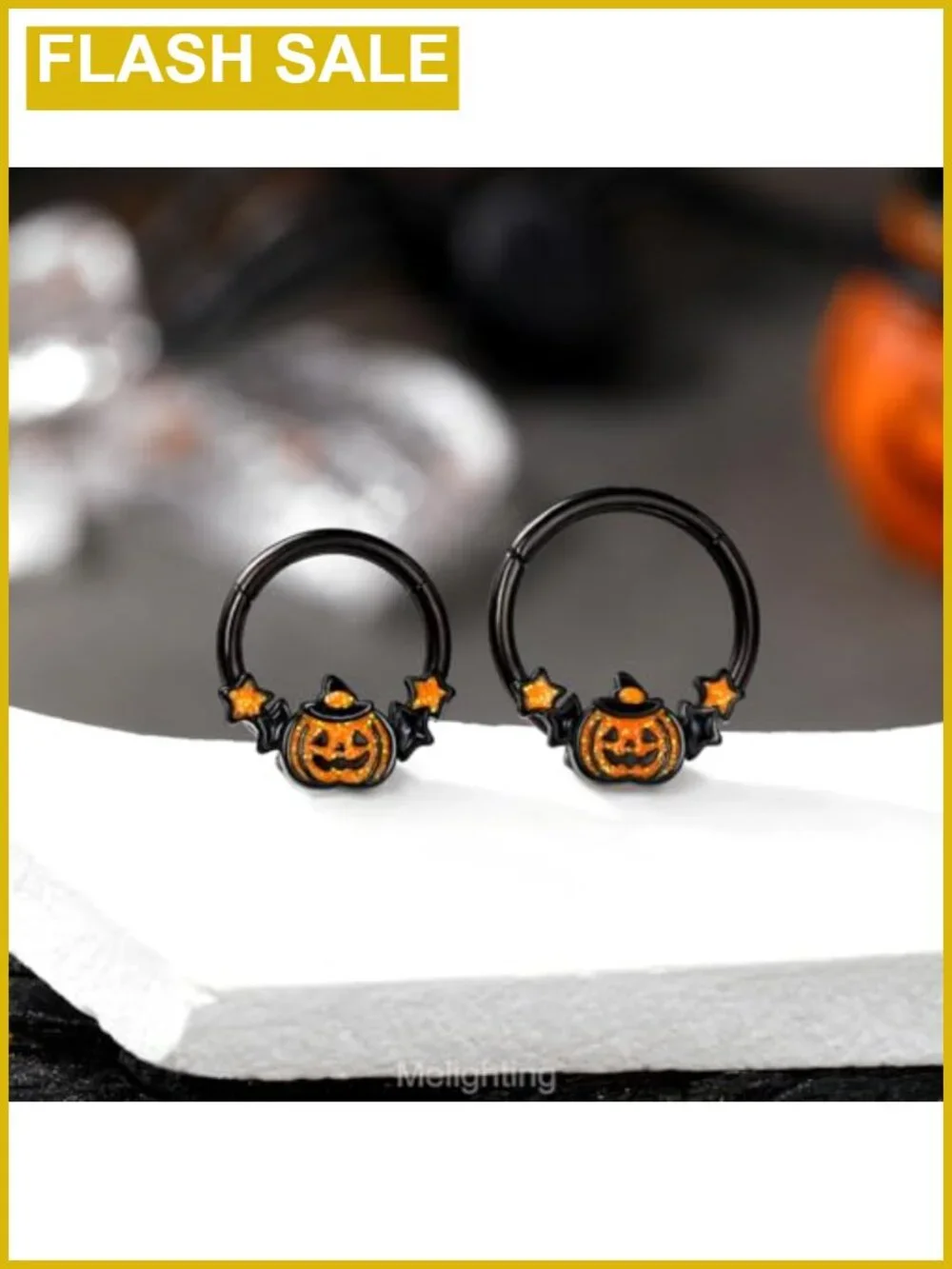 16G Stainless Steel 316L Pumpkin Septum Ring 8mm Clicker Halloween Body Jewelry